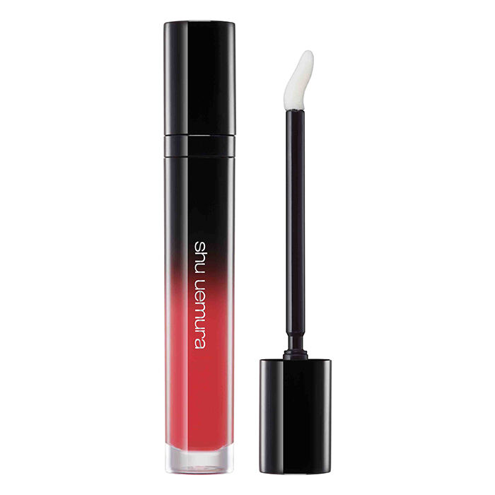 laque supreme - rouge with lacquer impact liquid lipstick - shu uemura